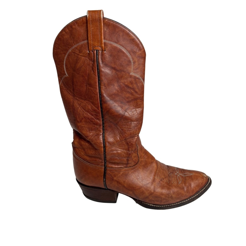 Vintage Tony Lama Mens Brown Leather Cowboy Western Boots Style 5084 Size 8.5 D